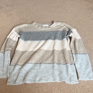 Women's Striped Crewneck Sweater - Beige, Gray, Cream
